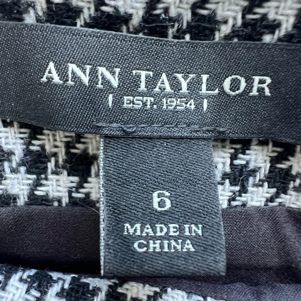 ANN TAYLOR Houndstooth Lined Trumpet Skirt Women’s 6